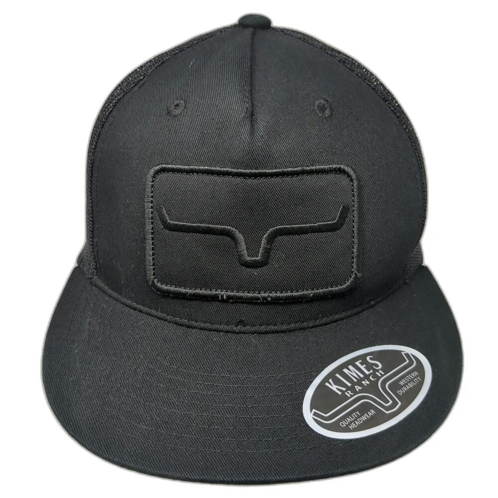 Kimes Ranch Trucker Hat Black One Size Mesh Back Snapback Logo Patch Western